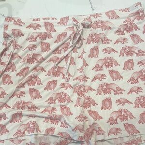 Kate Quinn Cream and Red Raccoon Animal Print Shorts